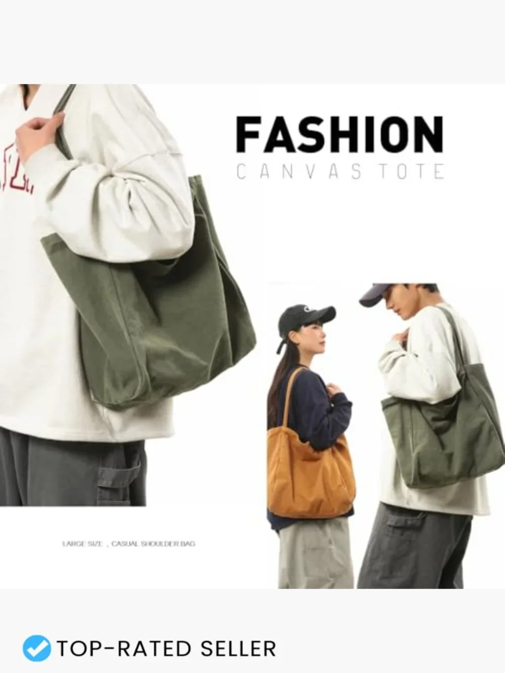 Large Canvas Hobo Tote Work Travel Shoulder Bag Purse